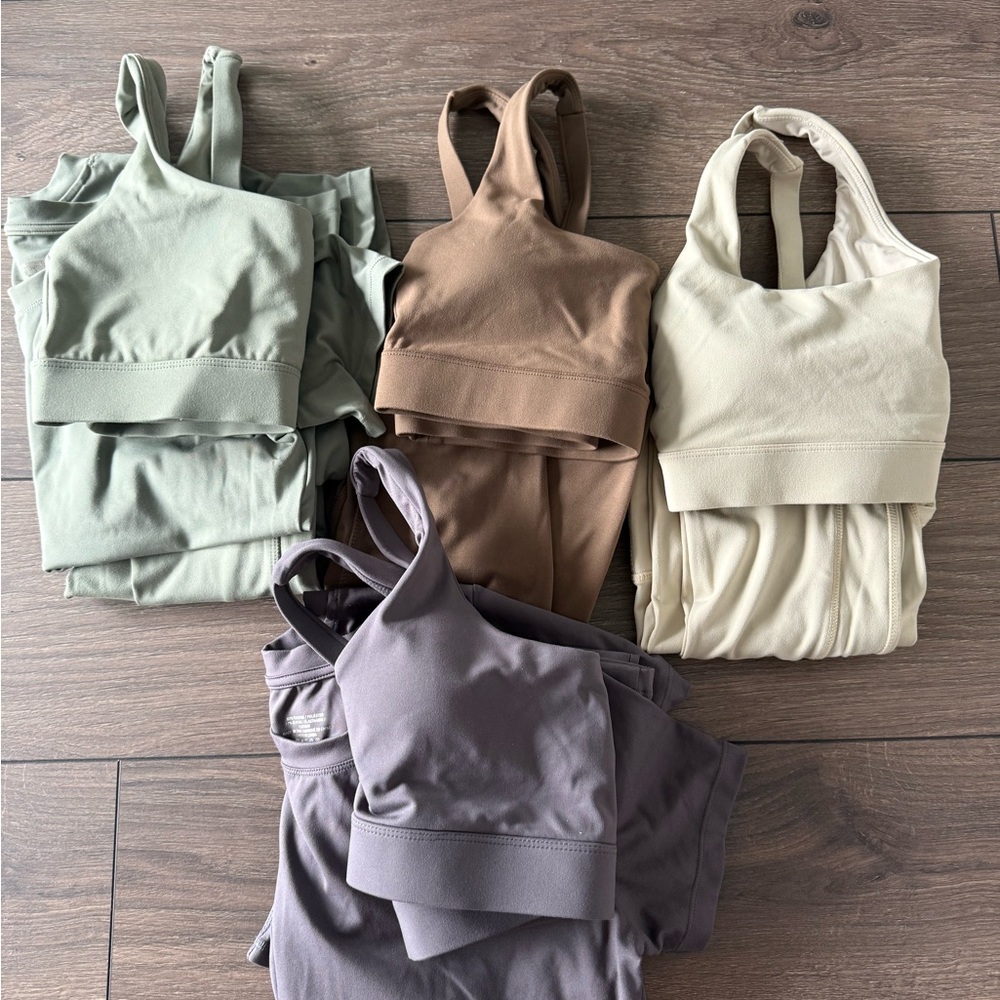 BUNDLE Women’s Ribbed Seamless Tank Bra - Sage, Taupe, Cream, and Gray